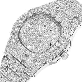 img 3 attached to ⌚ High-End Unisex Crystal Watch Iced-Out Luxury Jewelry Silver/Gold Wristwatch Fashion Diamond Quartz Analog Timepiece with Stainless Steel Bracelet