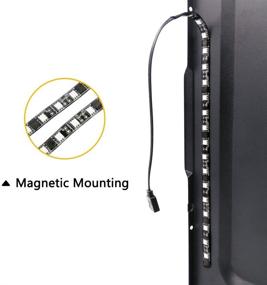 img 2 attached to 🎮 Magnetic RGB LED Strip Lights for PC Computer Case - 2pcs 12-Inch LED Strip Kit with RF Remote Control: Enhancing your gaming setup with vibrant lighting