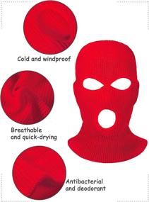 img 1 attached to Syhood Winter Sport Knitted Face Cover with 3-Holes - 3-Piece Set, Ski Balaclava Headwrap for Full Face Coverage