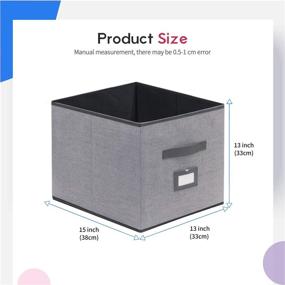 img 3 attached to 📦 Organize with Ease: Onlyeasy Cloth Storage Bins - 4-Pack Linen-Like Grey Cubes with Dual Handles, Foldable & Spacious - Ideal for shelves, 13 x 15 x 13 inch