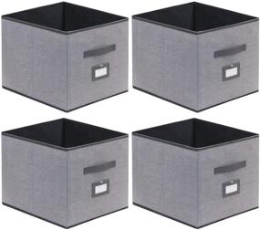 img 4 attached to 📦 Organize with Ease: Onlyeasy Cloth Storage Bins - 4-Pack Linen-Like Grey Cubes with Dual Handles, Foldable & Spacious - Ideal for shelves, 13 x 15 x 13 inch