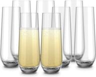 🥂 kook stemless champagne flutes - durable glassware set for mimosas, cocktails, prosecco & wine - ideal for water, highballs & toasting wedding - 8-piece glass set, 10.5oz logo