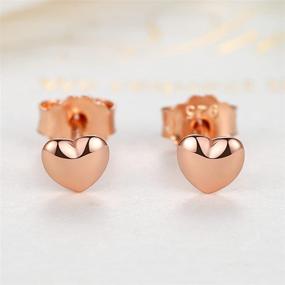 img 3 attached to 💎 BISAER Tiny Heart Stud Earring: Stunning 925 Sterling Silver & Fashion Cubic Zirconia Rose Gold Earrings for Women