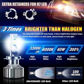 img 3 attached to 🔦 H7 LED Headlight Bulbs with Adapter: 12,000LM 6000K Super Bright Conversion Kit + Retainer Holder, Pack of 2