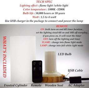 img 2 attached to Wooden Cylinder LED Flame Effect Light with Remote Timer | 2 Modes: Flame & White Light | Table Lamp with USB Adapter | Bedroom & Bedside Light | Ideal Housewarming Gift