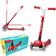 versatile lascoota certified kick scooter for kids 3-12 years old - adjustable height with seat, extra-wide deck, led flashing wheels - ideal gift & toy for toddlers logo