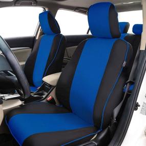 img 3 attached to 🚗 FH Group FH-FB063115 Спортивные чехлы для автомобильных сидений из ткани в голубом/черном цвете - полный комплект, совместимы с подушкой безопасности, раздвижная лавка - идеальное соответствие для большинства автомобилей, грузовиков, внедорожников или фургонов