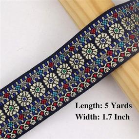 img 3 attached to 🎀 1.7 Inch 5 Yards Vintage Jacquard Ribbon Trim for Sewing, Thick Ribbon Lace Embroidered Fabric by The Yard (Jacquard Ribbon #3)