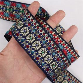 img 2 attached to 🎀 1.7 Inch 5 Yards Vintage Jacquard Ribbon Trim for Sewing, Thick Ribbon Lace Embroidered Fabric by The Yard (Jacquard Ribbon #3)