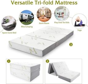 img 1 attached to 🛏️ Folding Mattress with Memory Foam and Ultra Soft Bamboo Cover - Twin 4-Inch, Non-Slip Bottom & Breathable Mesh Sides, Mattress Topper by Inofia