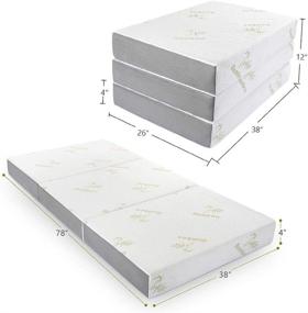 img 3 attached to 🛏️ Folding Mattress with Memory Foam and Ultra Soft Bamboo Cover - Twin 4-Inch, Non-Slip Bottom & Breathable Mesh Sides, Mattress Topper by Inofia