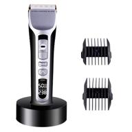 💇 professional cordless/corded hair clippers for men - rechargeable hair trimmer beard haircut kit with charging dock - no oil bottle included (black) logo