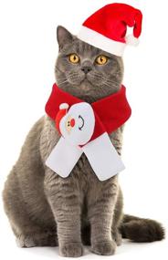 img 1 attached to 🎅 Qkurt Pet Xmas костюмы Одежда: Рождественская шапка Санты и шарф для кошек/собак косплей, праздничное наряжение для животных на Рождество, День благодарения и Новый год, модный и теплый.