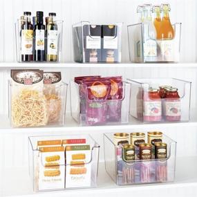 img 2 attached to 🍏 mDesign Clear Plastic Open Front Food Storage Bin - Organizer for Kitchen Cabinet, Pantry, Shelf, Fridge/Freezer - Ideal for Fruit, Potatoes, Onions, Drinks, Snacks, Pasta - 10" Wide, 2 Pack