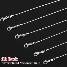 img 3 attached to 📿 Paxcoo 30 Pack: Silver Snake Chain Necklace Bulk for Jewelry Making - 22 Inches, 1.2mm Diameter