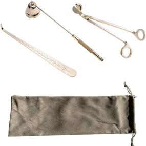 img 4 attached to HOMEETY 3-in-1 Candle Accessory Kit: Wick Trimmer, Wick Dipper, Snuffer with Drawstring Bag (Golden)