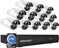 📷 enhanced 16ch expandable smonet 5mp lite security camera system: 2tb hdd, 12x1920tvl weatherproof home cctv cameras, indoor outdoor surveillance system with night vision, remote view, and smart playback logo