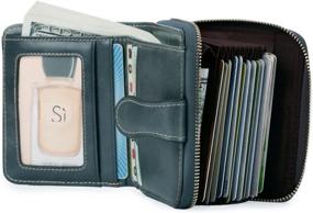 img 3 attached to Yafeige Blocking Leather Gray Blue Women's Handbags & Wallets in Wallets