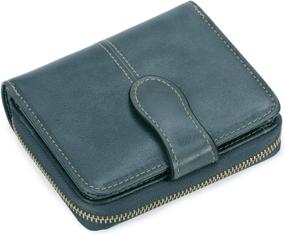 img 2 attached to Yafeige Blocking Leather Gray Blue Women's Handbags & Wallets in Wallets