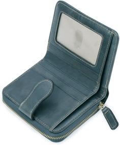 img 1 attached to Yafeige Blocking Leather Gray Blue Women's Handbags & Wallets in Wallets