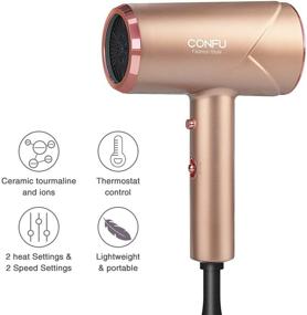 img 3 attached to 💨 Ionic Hair Dryer by CONFU - 1600W Professional Blow Dryer with Powerful DC Motor for Hair Care, Hot/Cool Wind, 2 Concentrator Nozzles, ALCI Safety Plug - Perfect for Home, Travel, Hotel