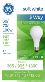 img 3 attached to 💡 GE Incandescent 3-Way Light Bulbs, A21, 30/70/100-Watt, 305/995/1300 Lumen, Soft White - General Purpose White Light Bulbs