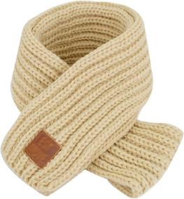 img 2 attached to 🧣 Уютный и модный: мягкий теплый вязаный шарф Queena Kids для малышей - однотонный грелка для шеи