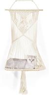 🐱 lifis macrame cat hammock: hanging macrame cat bed & wall shelf for large cats - size: 19.7 inches width x 39 inches length logo