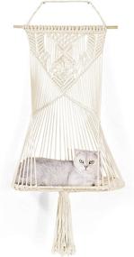 img 4 attached to 🐱 LIFIS Macrame Cat Hammock: Hanging Macrame Cat Bed & Wall Shelf for Large Cats - Size: 19.7 Inches Width x 39 Inches Length