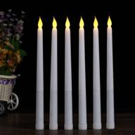 set of 6 - 11-inch led flameless taper candles with timer, battery operated flicker candlesticks - perfect for wedding parties and decoration логотип