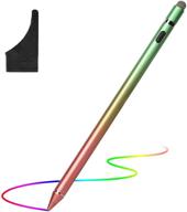 high precision rechargeable digital pen for touch screens - fine point stylus for tablets with glove - rose red+light green logo