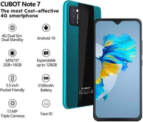 img 3 attached to 📱 Unlocked CUBOT Note 7 4G Smartphone: Android 10, 2GB RAM+16GB ROM, Expandable to 128GB, 5.5 Inch Dewdrop Screen, Three Card Slots (Green)