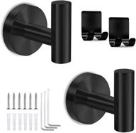 🧷 stylish matte black towel hooks 2 packs - premium stainless steel wall mounted hooks for bathroom - versatile organizer for towels, robes, and showers - convenient self adhesive design by mayki logo