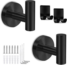 img 4 attached to 🧷 Stylish Matte Black Towel Hooks 2 Packs - Premium Stainless Steel Wall Mounted Hooks for Bathroom - Versatile Organizer for Towels, Robes, and Showers - Convenient Self Adhesive Design by MAYKI