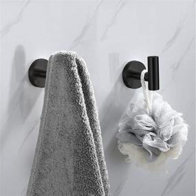 img 2 attached to 🧷 Stylish Matte Black Towel Hooks 2 Packs - Premium Stainless Steel Wall Mounted Hooks for Bathroom - Versatile Organizer for Towels, Robes, and Showers - Convenient Self Adhesive Design by MAYKI