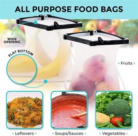 img 2 attached to 🌱 ArbaCo Stand Up Reusable Silicone Food Bags - Leakproof (4 cups, 34 oz. 1 Qt., 1L) - Microwave, Freezer & Dishwasher Safe - 6 Pack (3 Sizes) Silicone Reusable Food Wrap - Eco-Friendly Alternative to Plastic Wrap - Reusable Food Covers for Microwave and Freezer