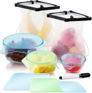 🌱 arbaco stand up reusable silicone food bags - leakproof (4 cups, 34 oz. 1 qt., 1l) - microwave, freezer & dishwasher safe - 6 pack (3 sizes) silicone reusable food wrap - eco-friendly alternative to plastic wrap - reusable food covers for microwave and freezer логотип