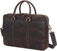 👜 men's 17.3" laptop briefcase messenger bag - large retro full grain cowhide leather, ykk metal zipper | perfect for business travel logo