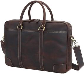 img 4 attached to 👜 Men's 17.3" Laptop Briefcase Messenger Bag - Large Retro Full Grain Cowhide Leather, YKK Metal Zipper | Perfect for Business Travel