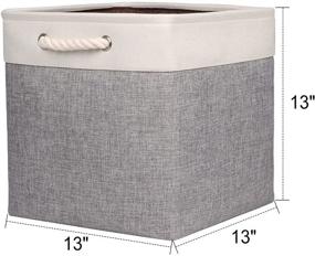 img 1 attached to 📦 Univivi Foldable Storage Basket: 13 inch Fabric Cube Bins with Hard Bottom & Sturdy Cotton Handles - Grey, 4-Pack for Shelf, Closet, Home Organization