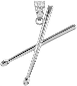 img 2 attached to 925 Sterling Silver Music Charm Pendant with 3D Drum Sticks