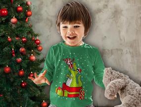 img 2 attached to Dinosaur Sweater Toddler Sleeve T Shirt Boys' Clothing in Sweaters