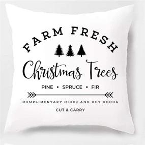 img 1 attached to 🎄 Merry Christmas Pillow Covers 18 x 18 - PSDWETS - Festive Trees and Truck White Farmhouse Throw Pillow Covers - Set of 4, ideal for Christmas Decorations