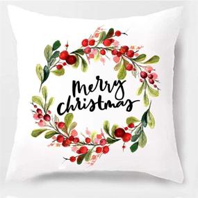 img 2 attached to 🎄 Merry Christmas Pillow Covers 18 x 18 - PSDWETS - Festive Trees and Truck White Farmhouse Throw Pillow Covers - Set of 4, ideal for Christmas Decorations