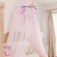 🦄 jenn &amp; joos unicorn princess pink bed canopy for girls i unicorn princess crib canopy - extra large dome with dual layer of long soft and breathable chiffon fabric i reading nook canopy for girls logo