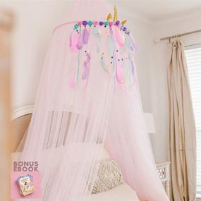 img 4 attached to 🦄 Jenn &amp; Joos Unicorn Princess Pink Bed Canopy for Girls I Unicorn Princess Crib Canopy - Extra Large Dome with Dual Layer of Long Soft and Breathable Chiffon Fabric I Reading Nook Canopy for Girls