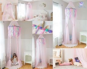 img 3 attached to 🦄 Jenn &amp; Joos Unicorn Princess Pink Bed Canopy for Girls I Unicorn Princess Crib Canopy - Extra Large Dome with Dual Layer of Long Soft and Breathable Chiffon Fabric I Reading Nook Canopy for Girls