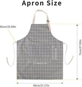 img 2 attached to Tosewever 2 Pieces Cotton Linen Waterproof Bib Kitchen Apron with Pockets - Long Ties Adjustable Neck Strap - Unisex BBQ Cooking Drawing Crafting Aprons for Women Chef - Grey/Green, Pack of 2