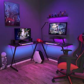 img 3 attached to 🖥️ Coleshome L-Shape Desk with Shelf, 51-Inch Home Office Corner Desk for Gaming, Computer Desk with Monitor Stand, PC Workstation Table with Shelf, Black