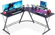 🖥️ coleshome l-shape desk with shelf, 51-inch home office corner desk for gaming, computer desk with monitor stand, pc workstation table with shelf, black логотип